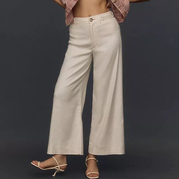 Anthropologie Pants - The Ettie High-Rise Crop Wide-Leg Pants by Maeve Linen Edition (Size 34)